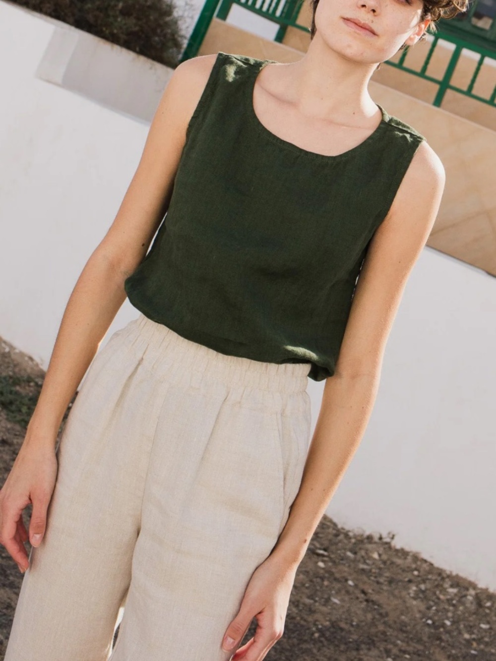 notPERFECT Yellow Linen VIENNA tank top Size S/M - Picture 6 of 6